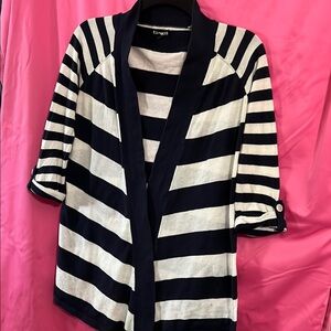 Express Blue and White Knit Cardigan Sweater